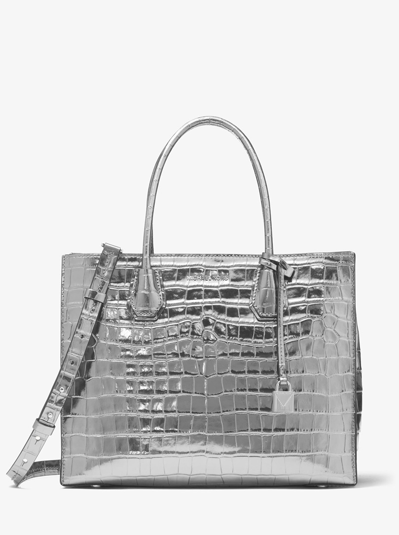 Mercer Metallic Embossed Leather Tote img