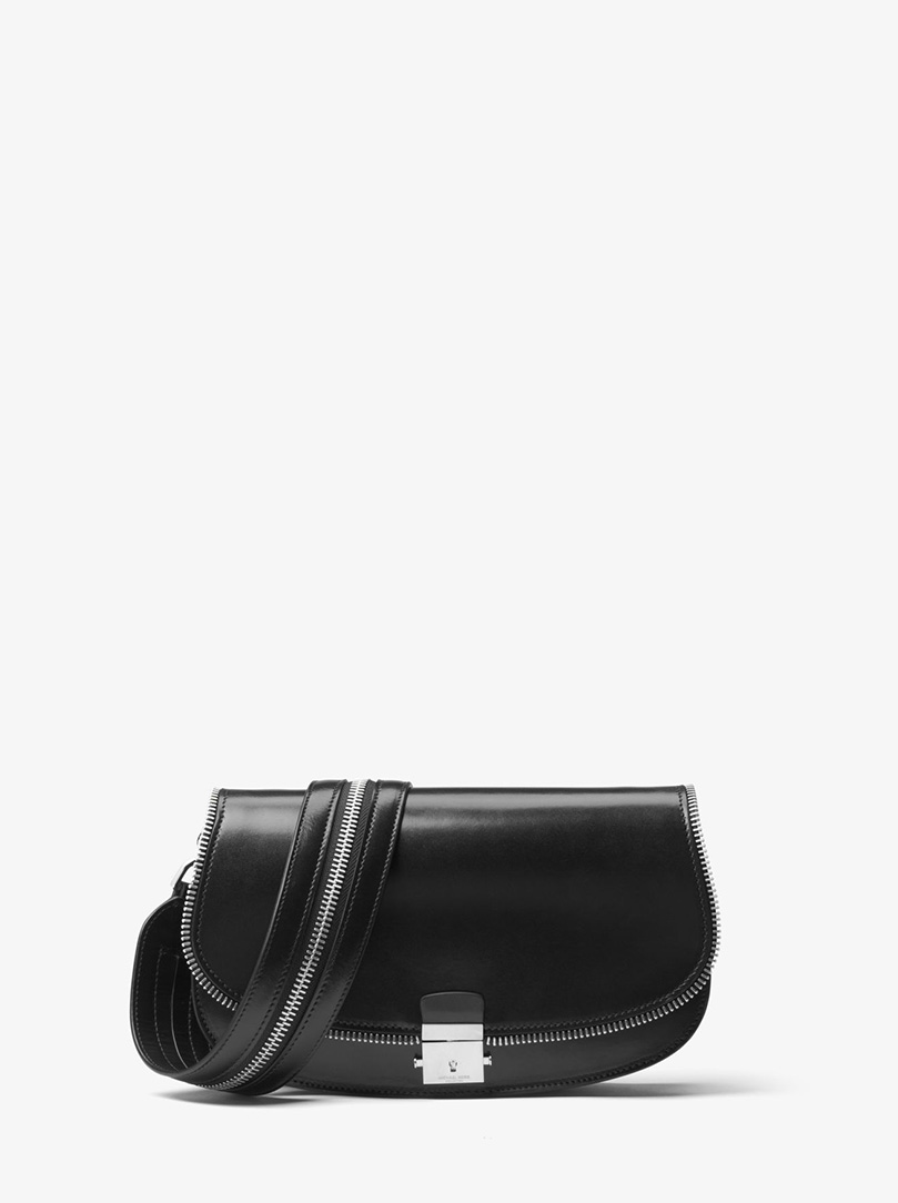 Mia Zipper Calf Leather Crossbody Satchel img