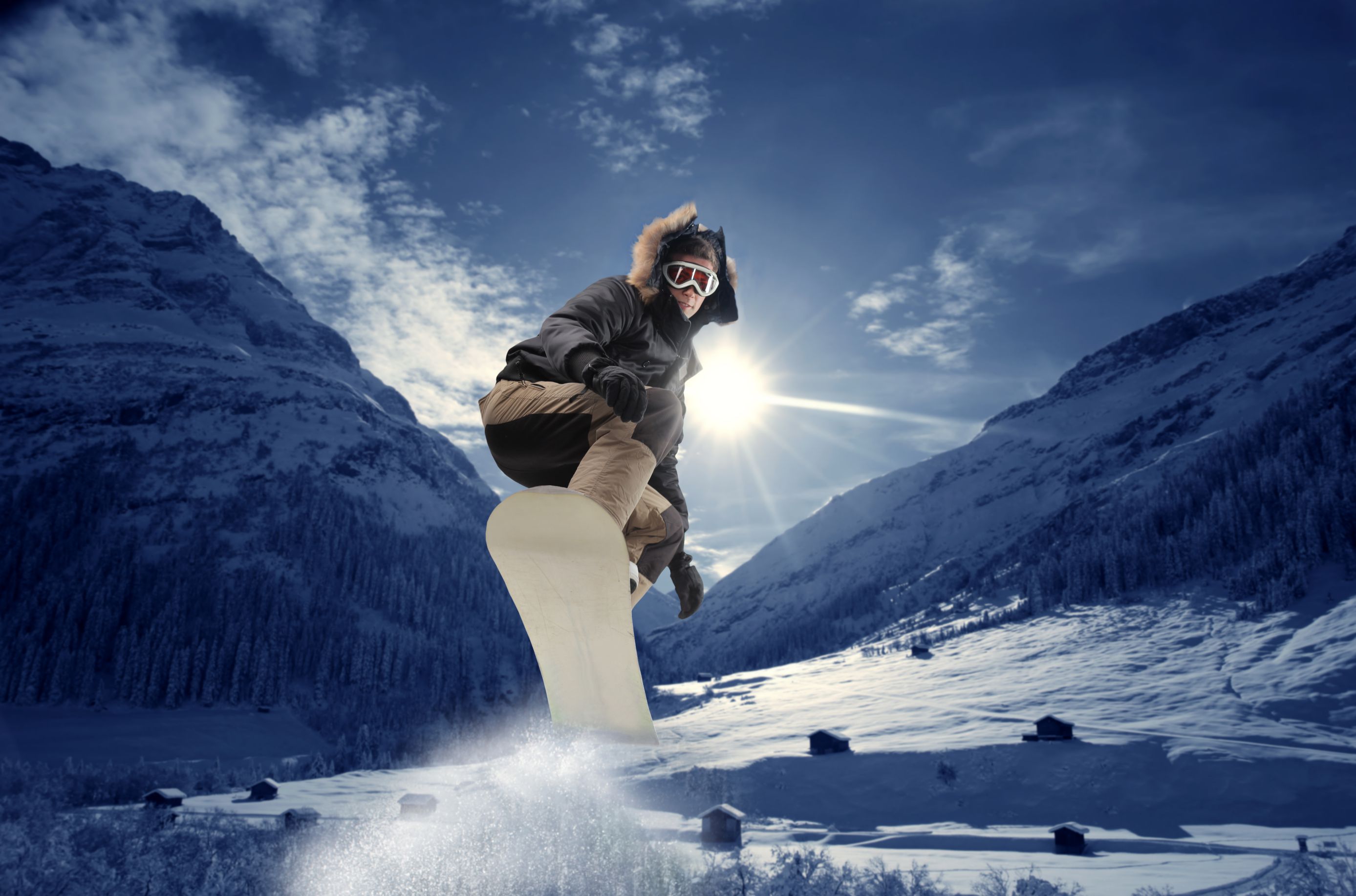 Man on snowboard at the mountain