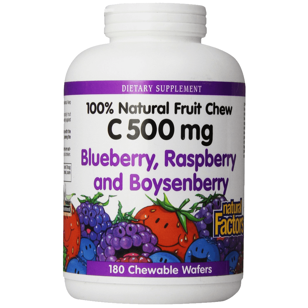 Natural Factors Vitamin C Blueberry Raspberry Boysenberry Chewables 500mg Wafers 180-Count 1 Natural Factors Vitamin C