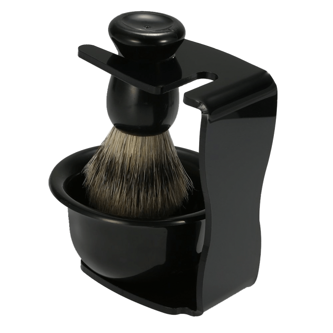 Anself 4pcs Men Shaving Set, Badger Hair Brush, Shaving Razor Holder Stand, Soap Bowl, Shaving Soap_2