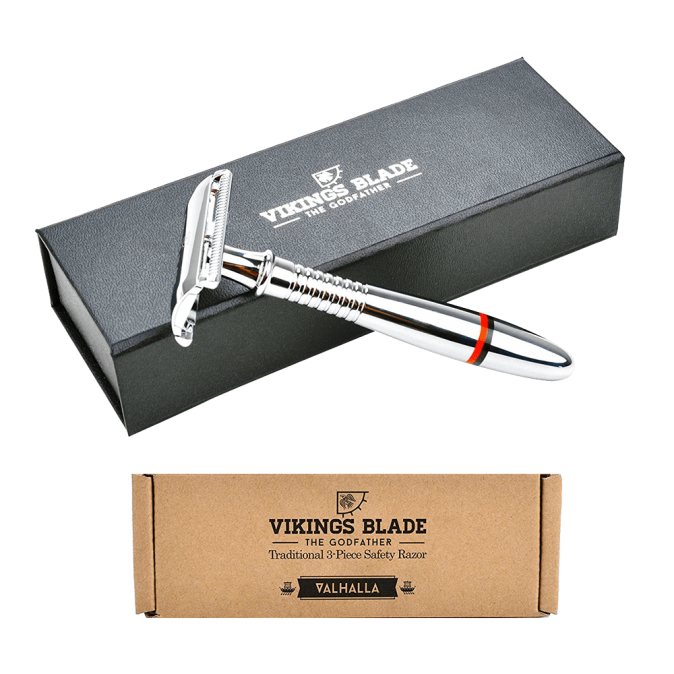 VIKINGS BLADE The Godfather Safety Razor + 5 Swedish Platinum Super Blades + Gift Box_1