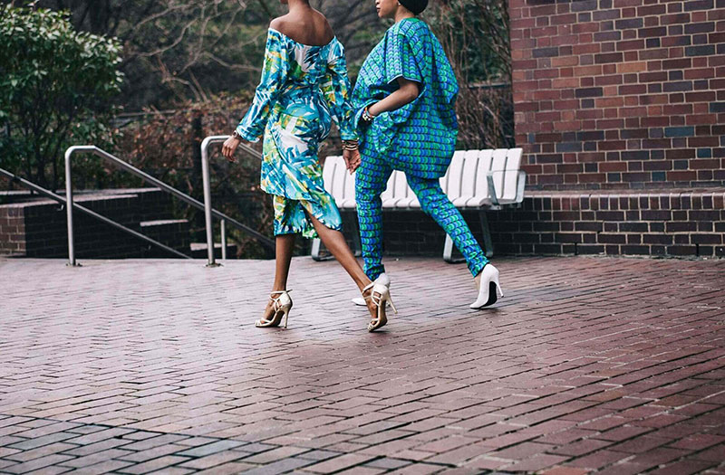 two girls in blue suits