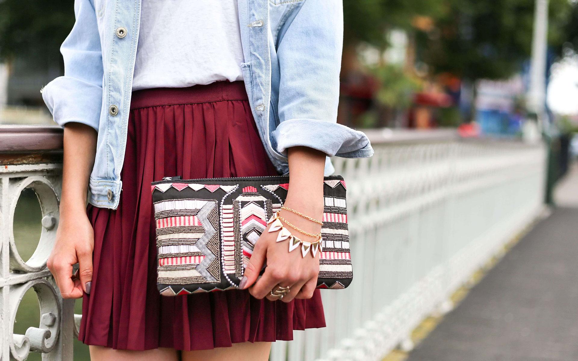 girl in a red skirt
