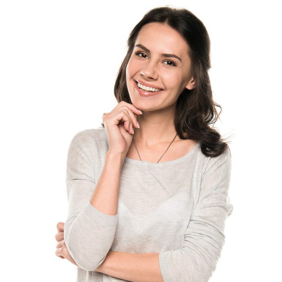 The young woman smiling